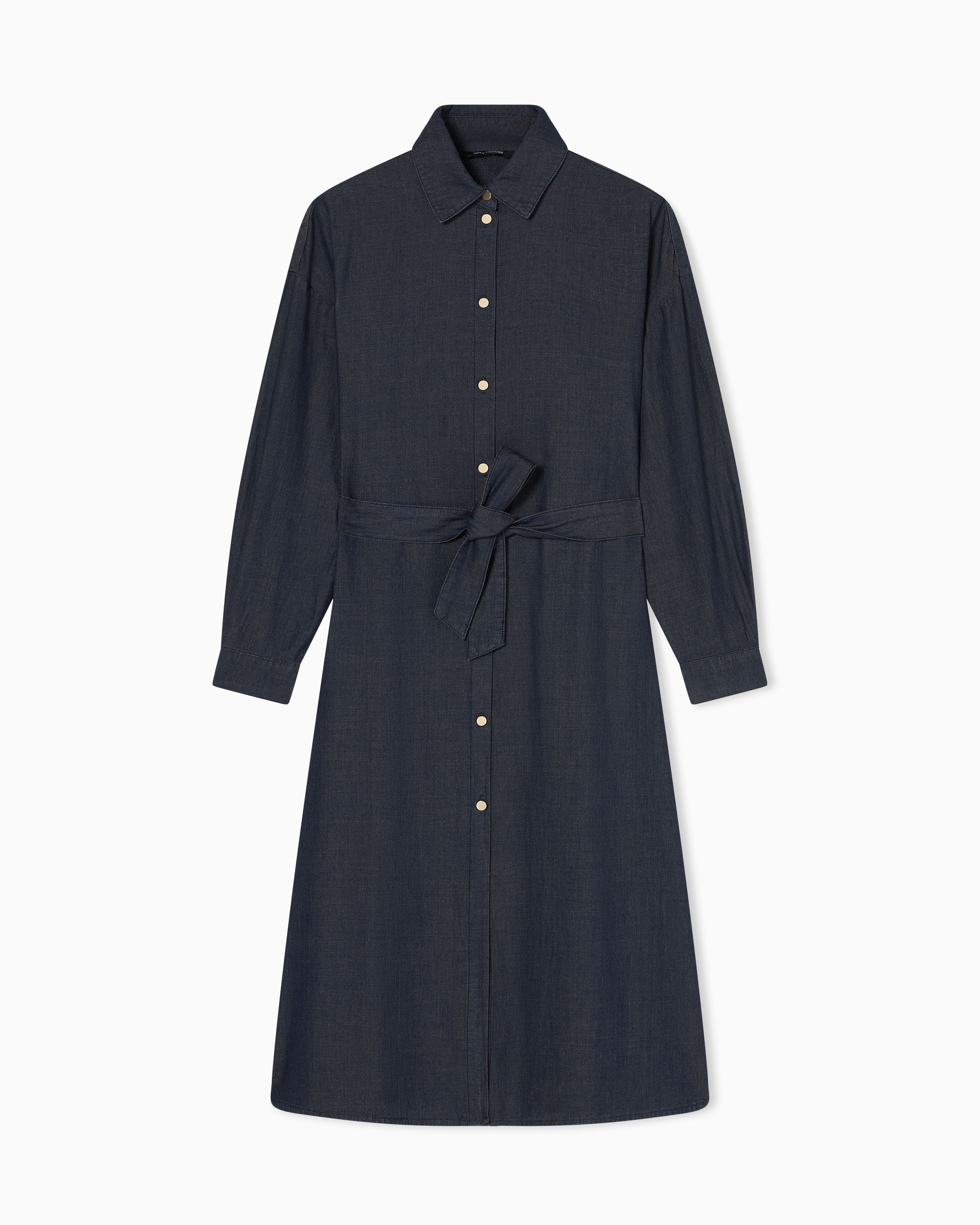 Flared Chambray Dress with Belt