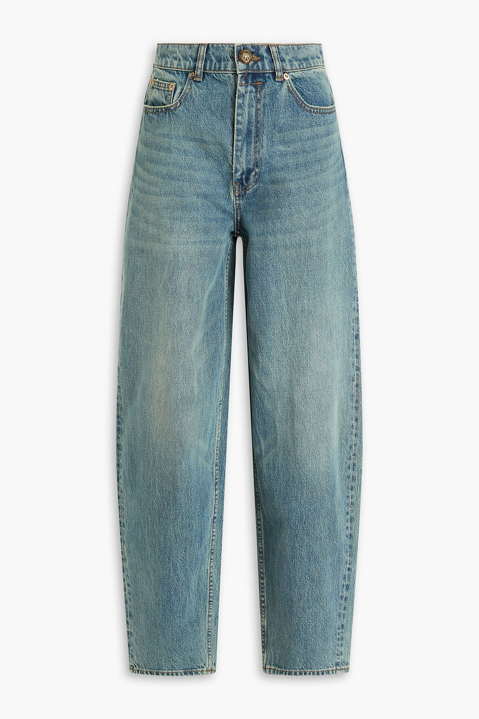 Faded high-rise barrel-leg jeans - Blue - 24