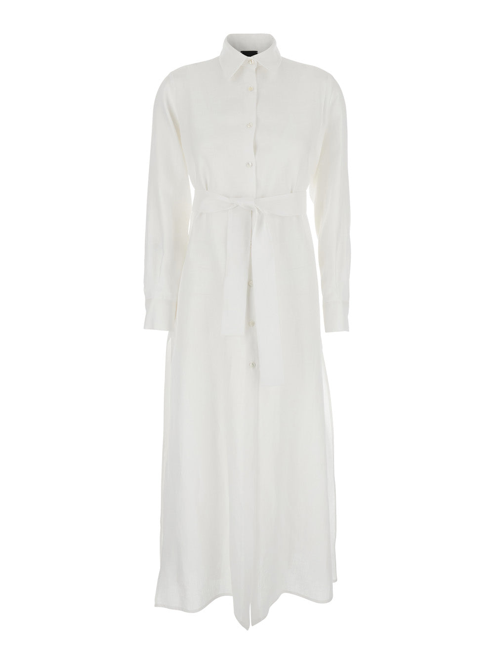 Classic Collar Linen Dress — White