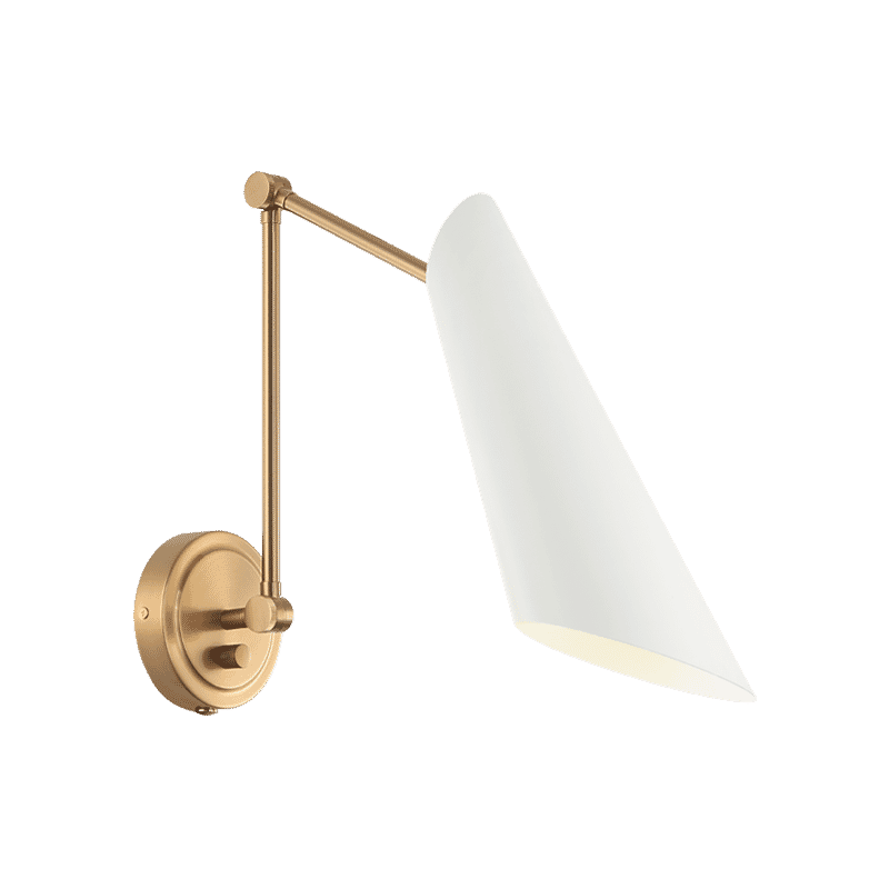Aged Gold Brass White One Light Wall Sconce from the Butera Collection