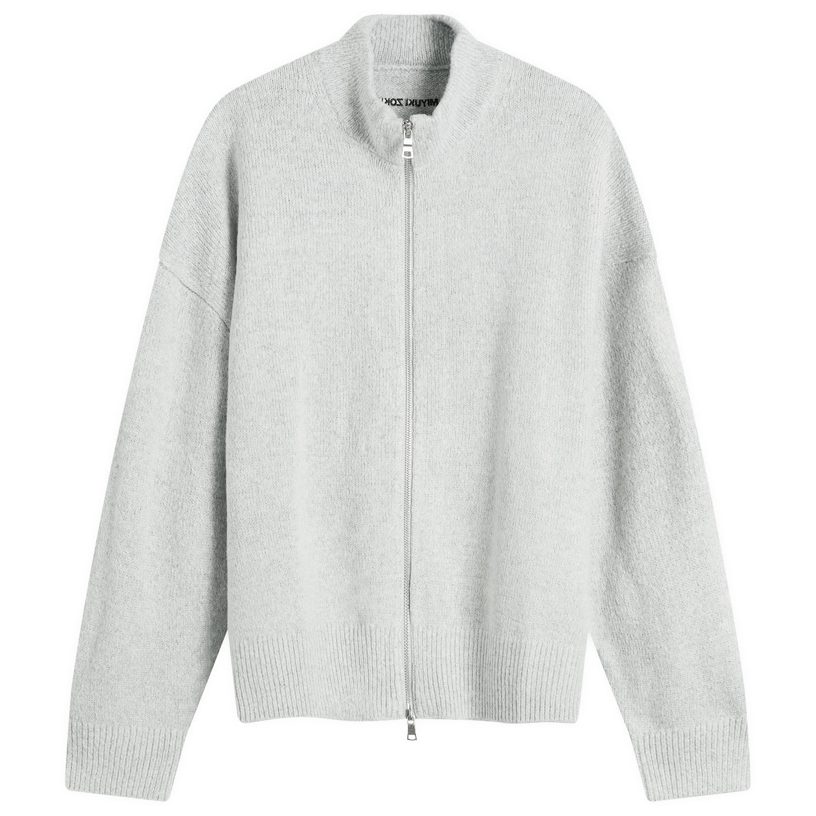 Men's Mohair Blend Knit Track Jacket Light Grey