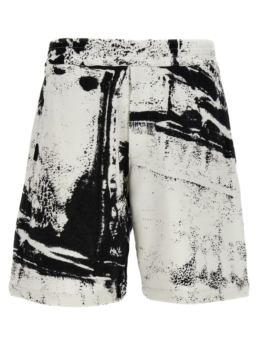 -All Over Print Bermuda Shorts Bermuda, Short Bianco/Nero-Uomo
