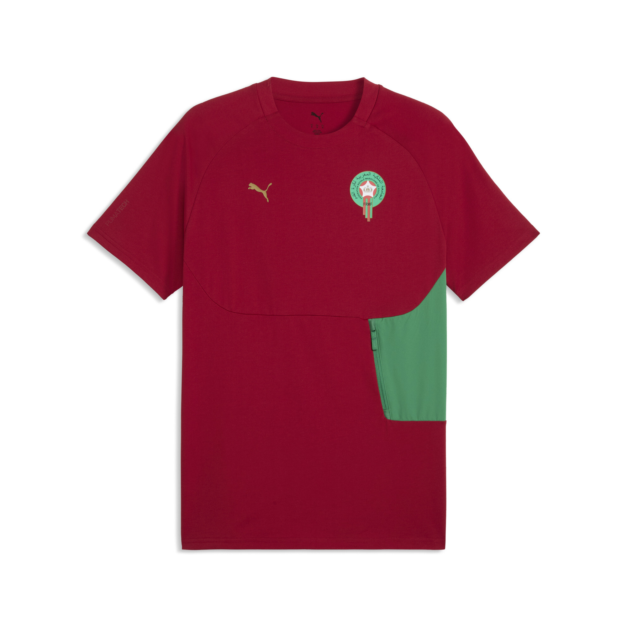 Morocco PUMATECH Pocket Tee Men, Football, Dark Crimson/Victory Gold