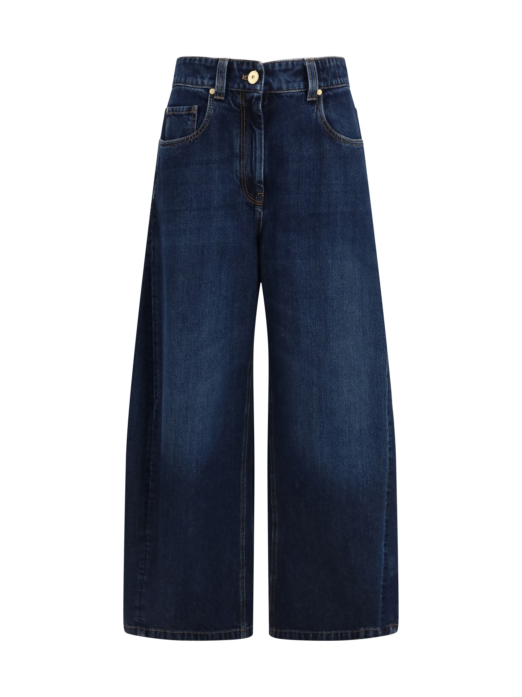 Barrel-Leg Denim Jeans — Navy