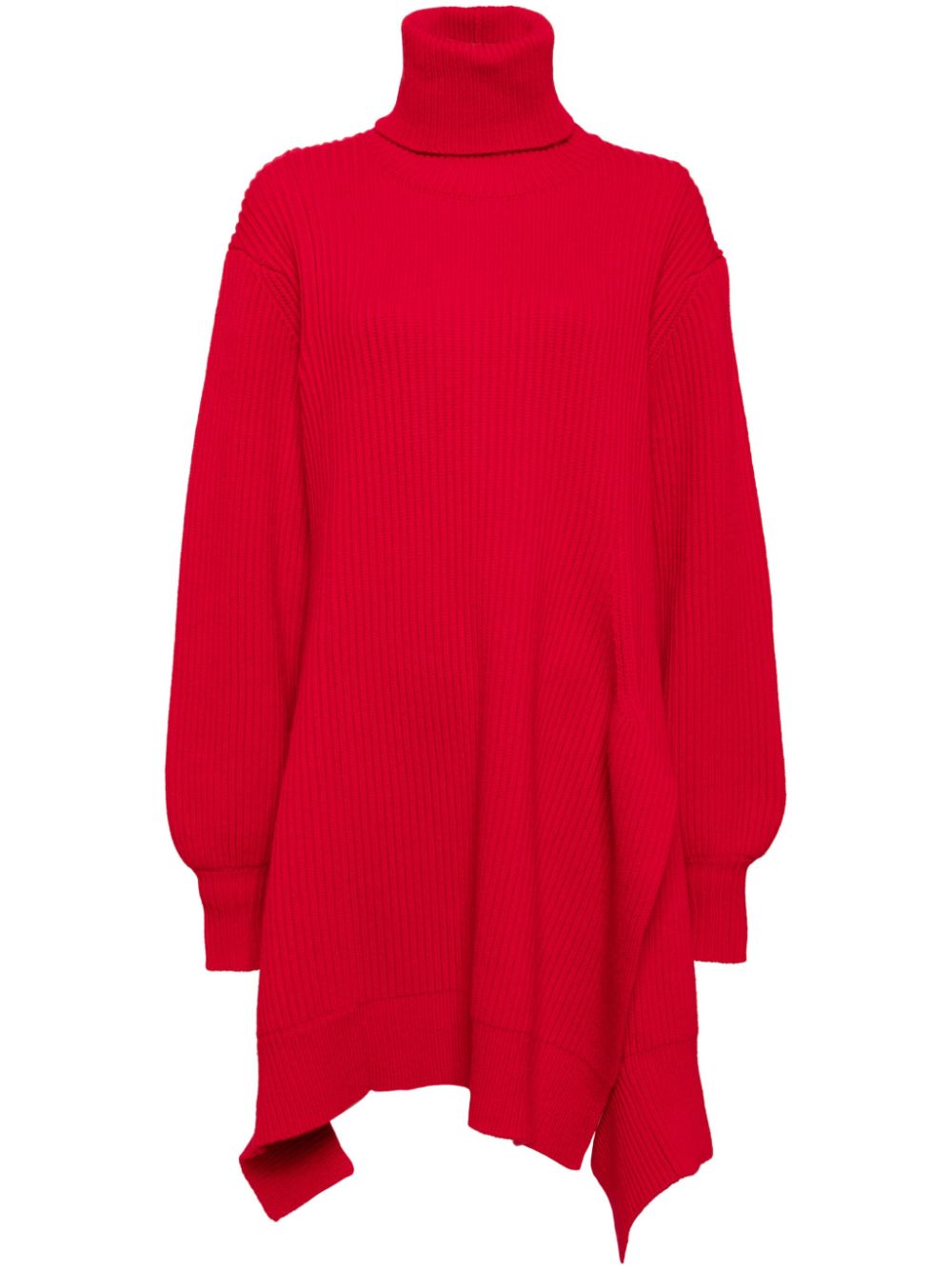 Roll-neck asymmetric jumper - Red