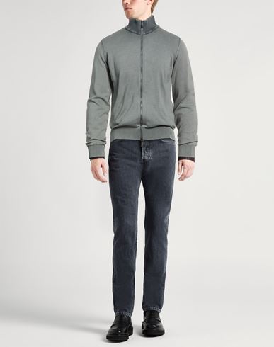 Man Cardigan Grey Size 38 Cotton