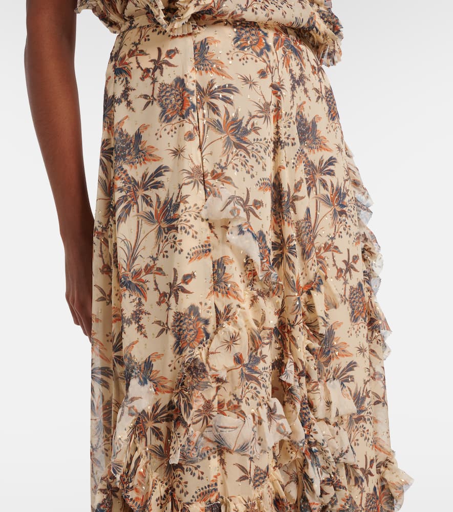 Adele printed silk-blend chiffon midi skirt