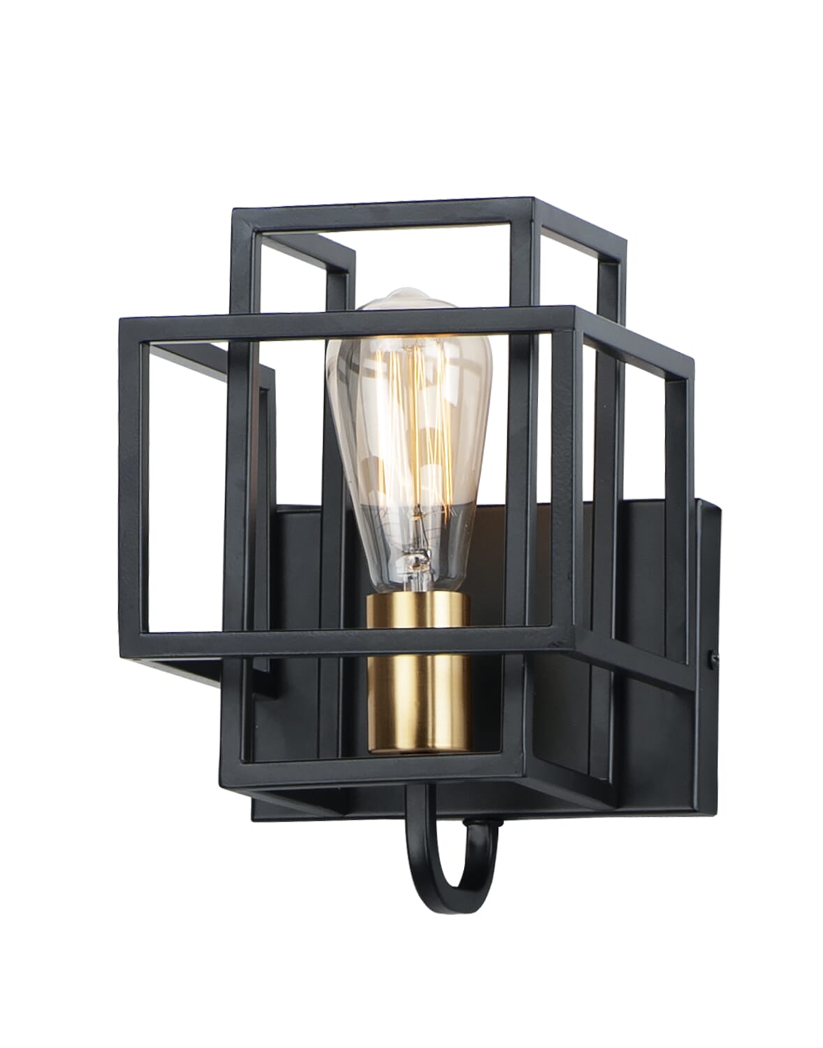 Liner 10" 1-Light Wall Sconce in Black/Satin Bra