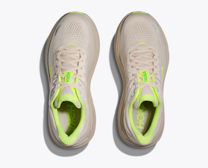 HOKA Men's Bondi 9 Shoes in Grout/Neon Yuzu