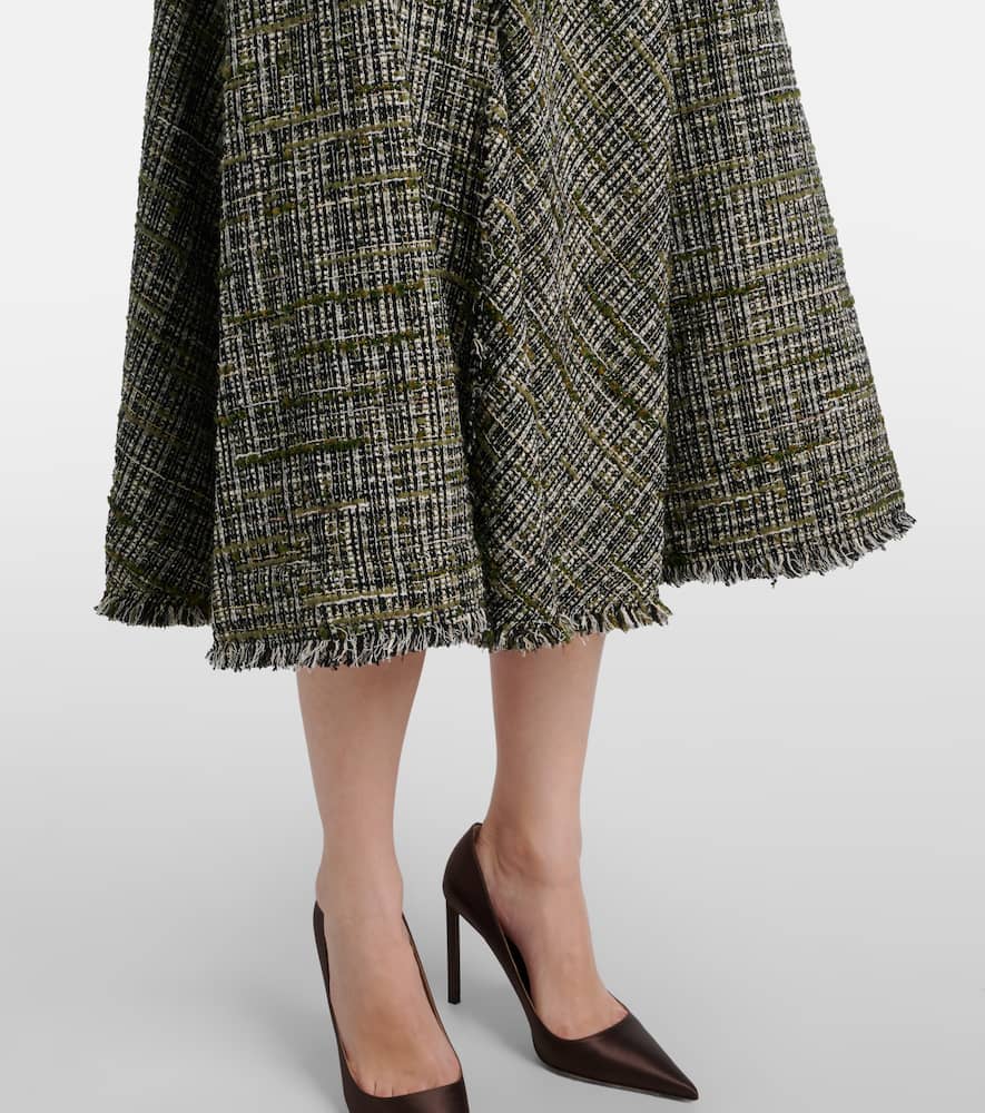 Draped tweed midi dress
