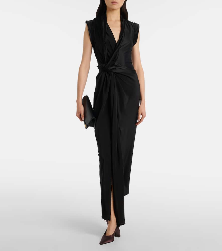 Draped asymmetric midi dress