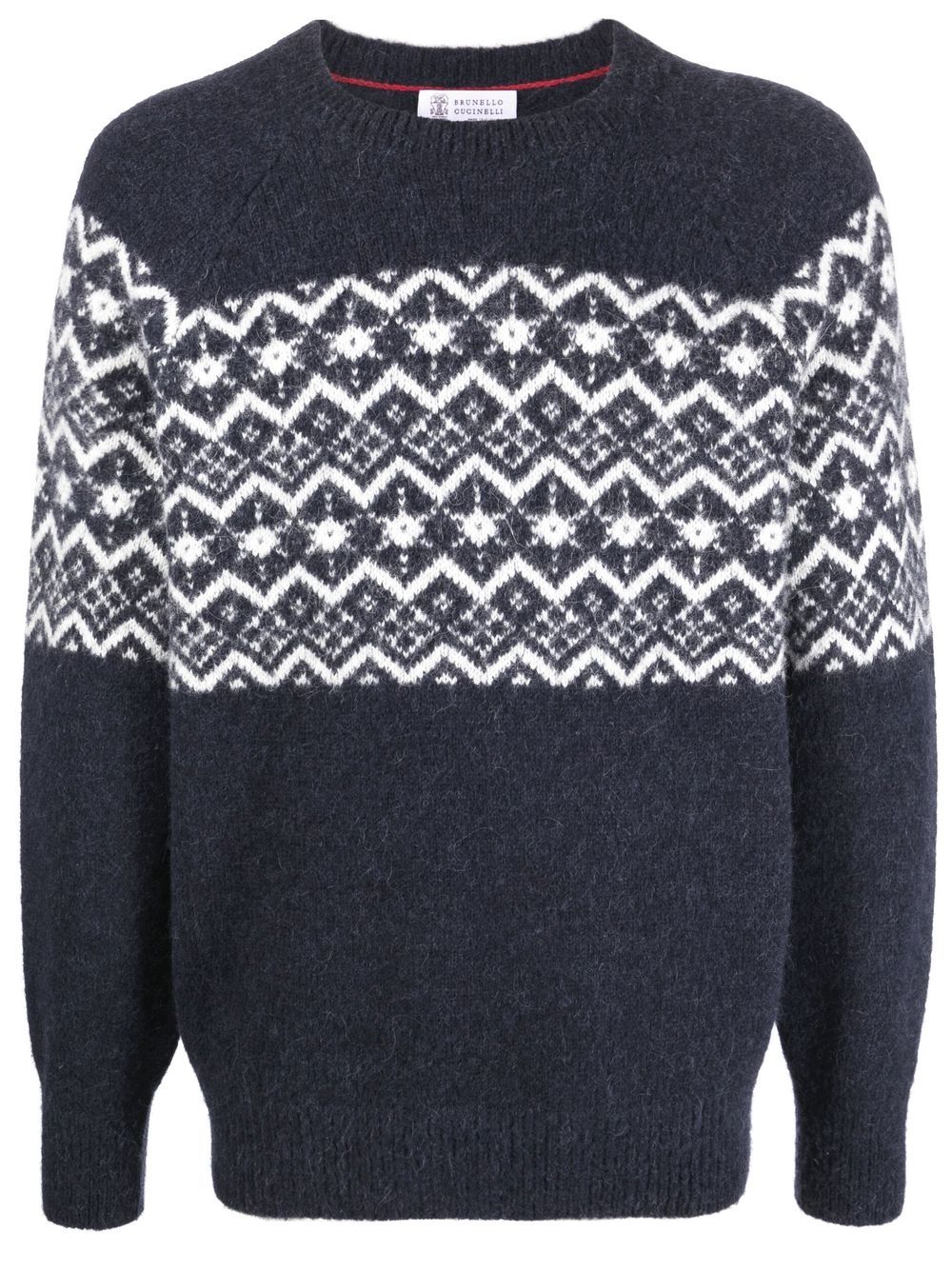 Brunello Cucinelli intarsia-knit wool-blend jumper - Blue