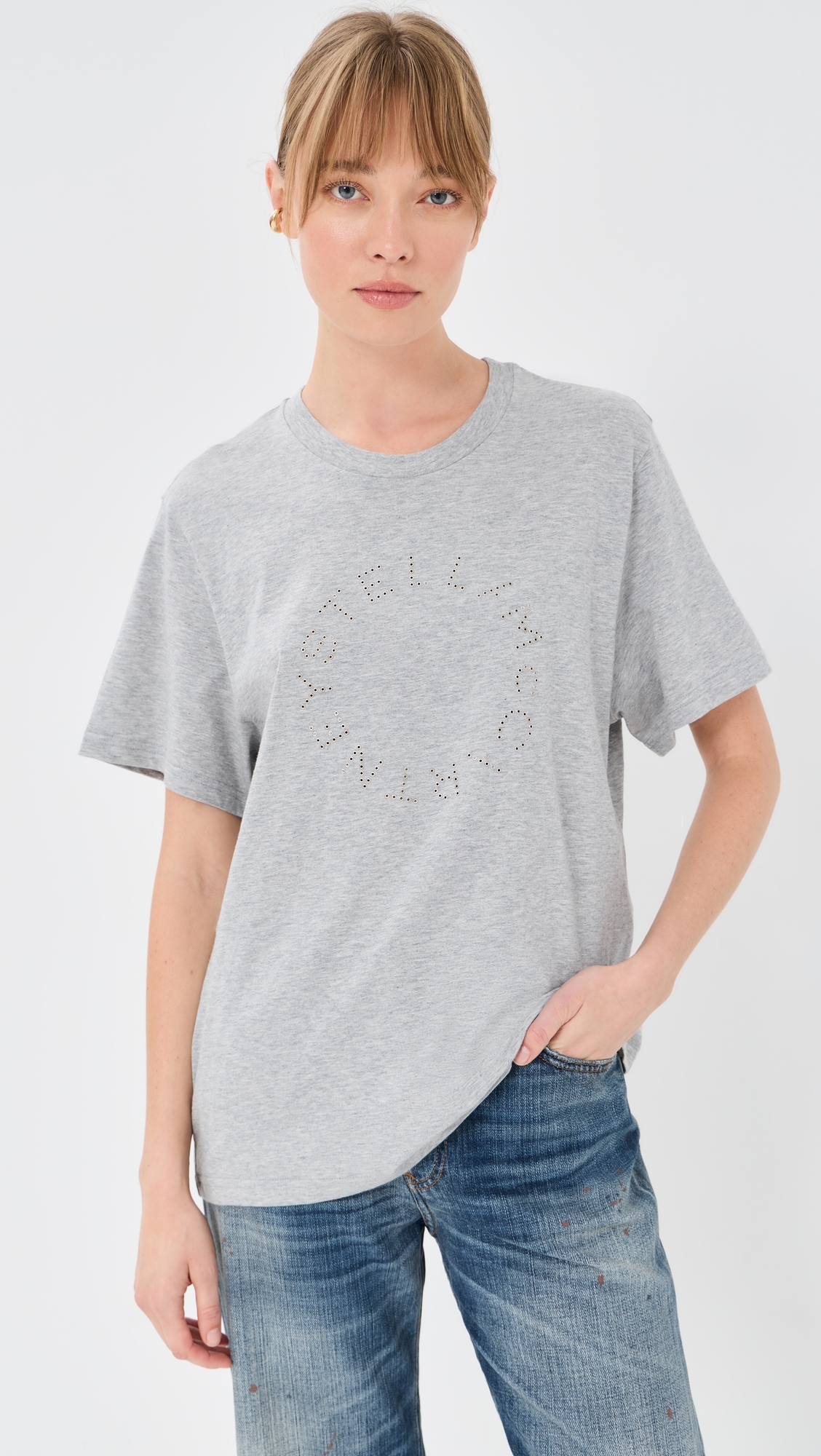 Hardware Logo Boyfriend T Shirt Grey Melange