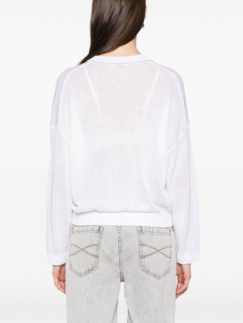 Sequin-embellished sweater - White