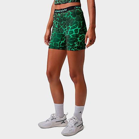 Women's Jordan Sport Dri-FIT High-Waisted 5" All-over Print Shorts in Green Glow/Green Glow
