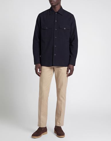 Man Jacket Navy Size L Cotton, Elastane