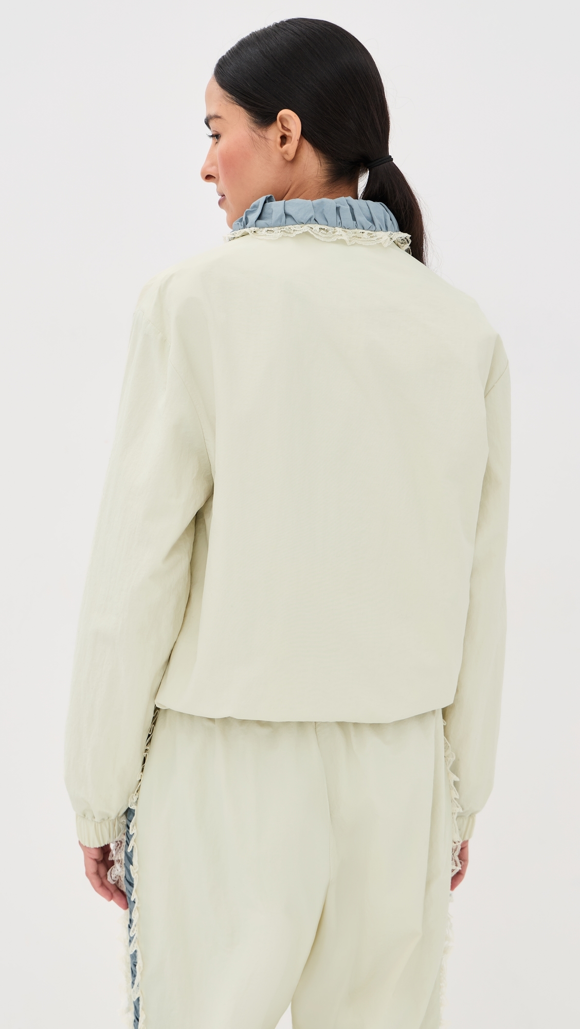 Kennedy Ruched Stripe Track Jacket Ivory/Blue