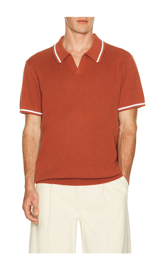Fair Harbor Neptune Seawool Sweater Polo in Brick. - L also in S, XL/1X