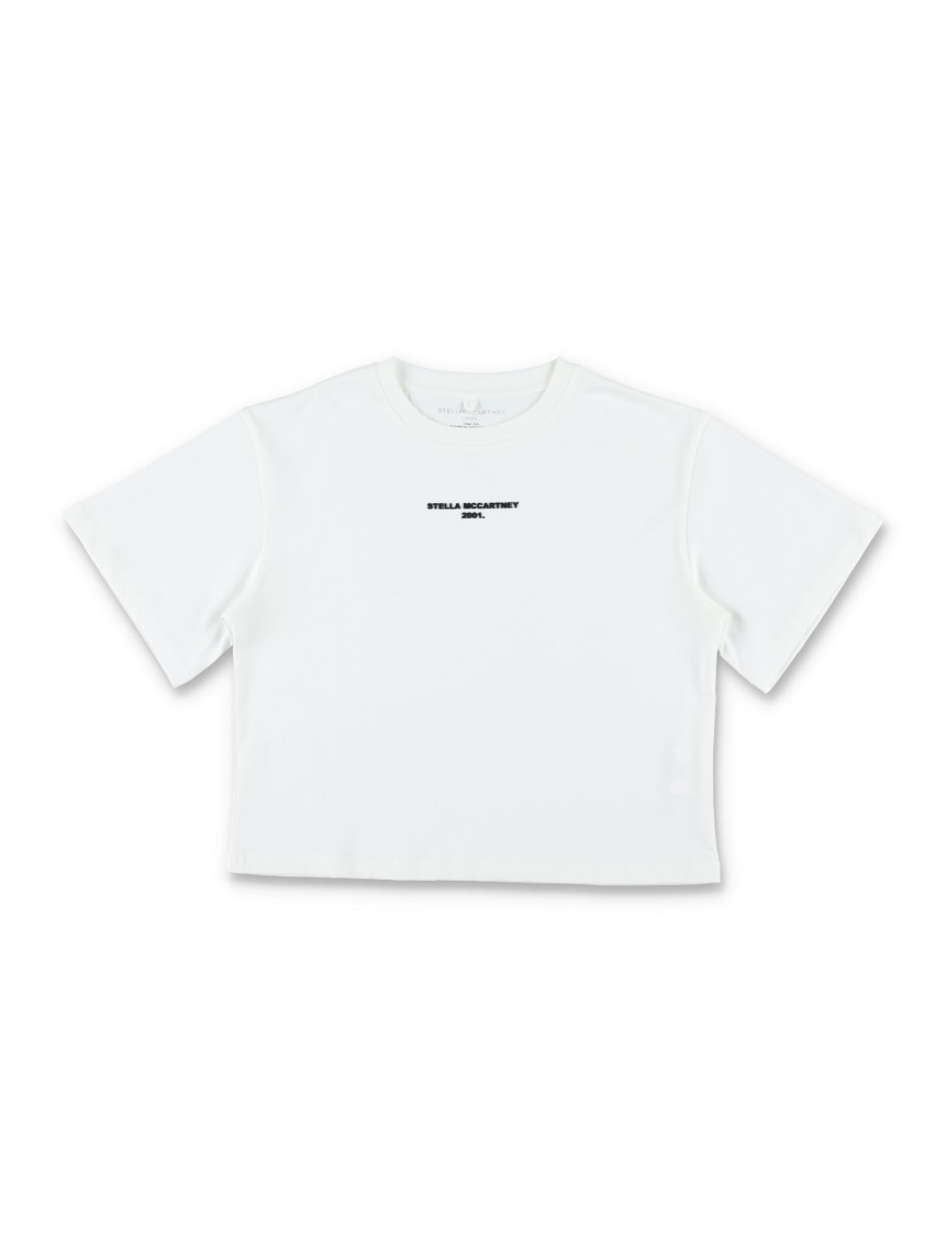 Girls White Logo Crop T-Shirt