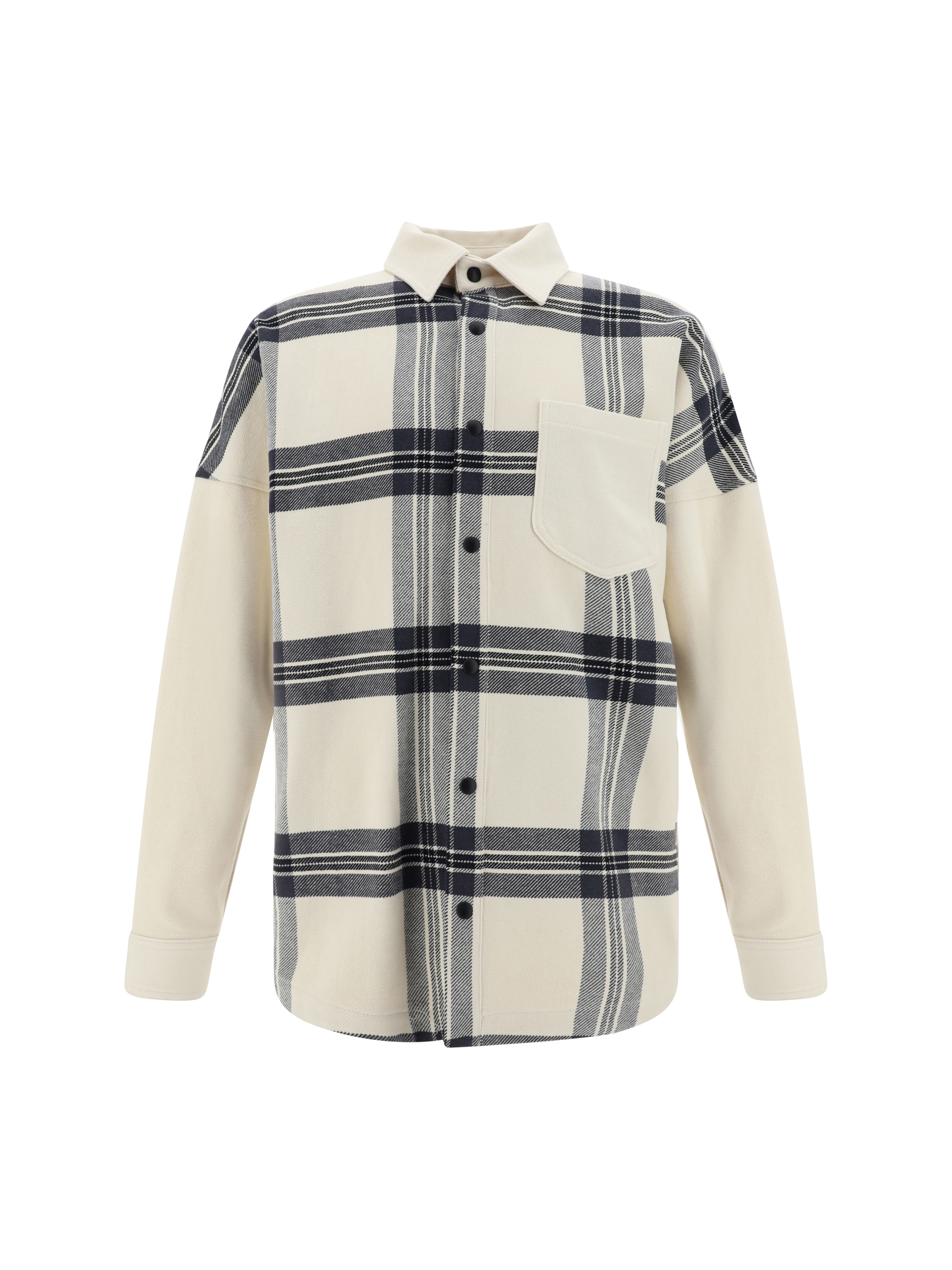 Back Logo Check Overshirt Off White Anth