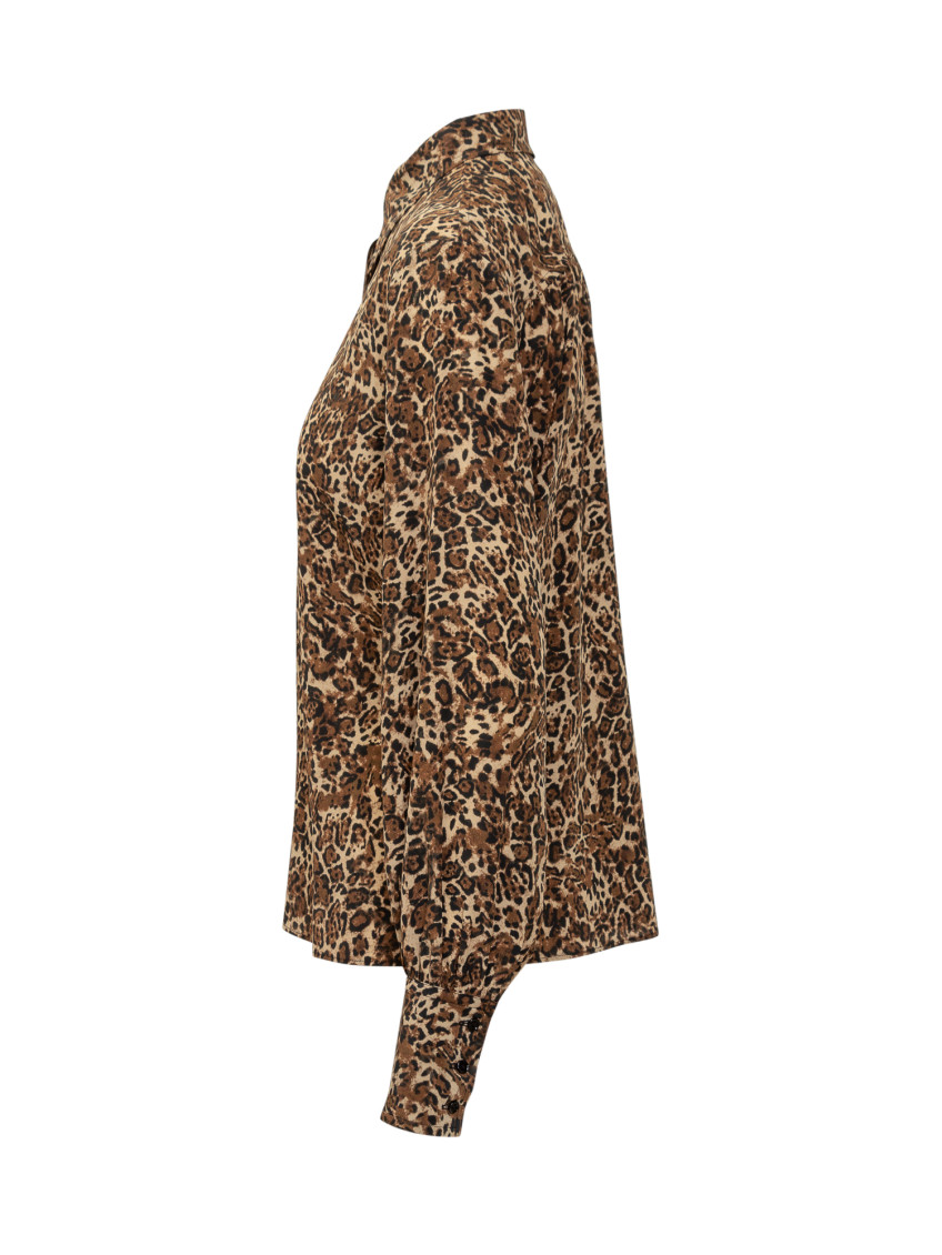 Brown Relaxed Animal Print Shirt