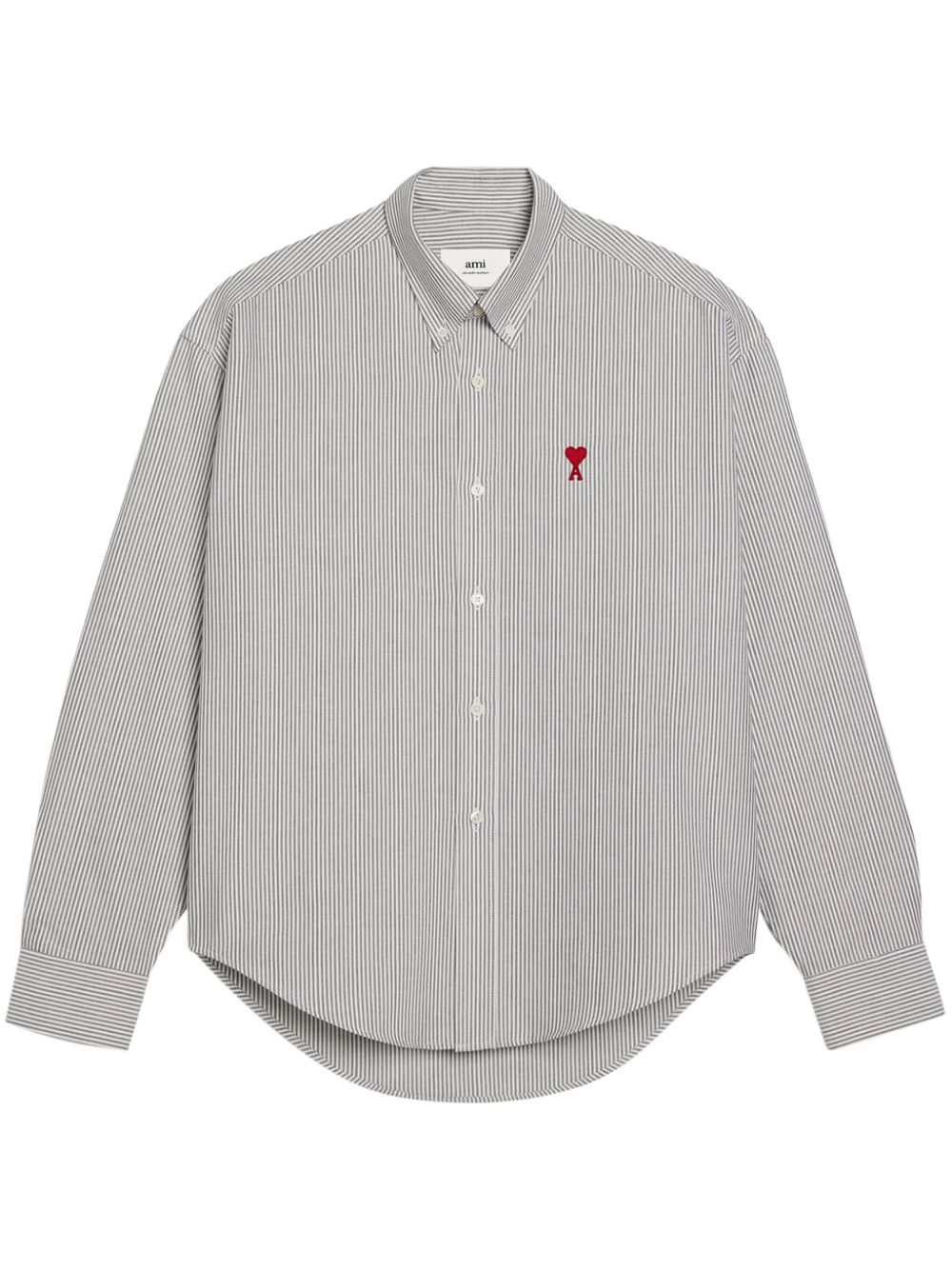 Logo-embroidered striped cotton shirt - Blue