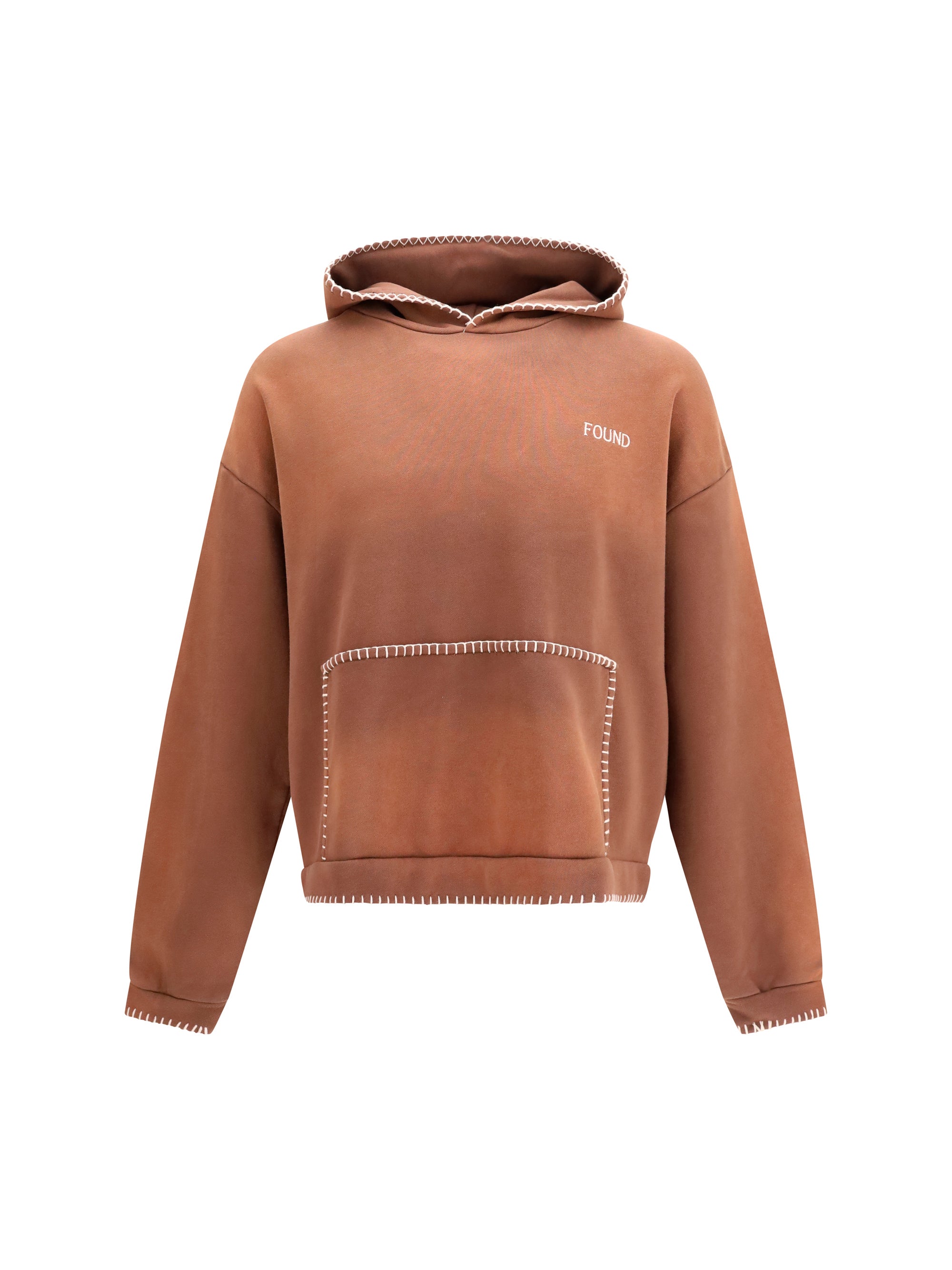 Stitched-Detail Hoodie Sweatshirt — Brown