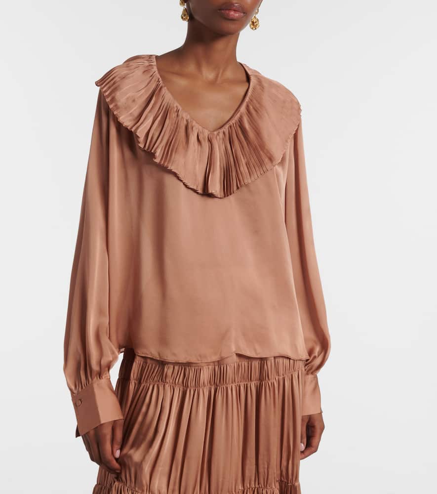 Liese pleated silk satin blouse