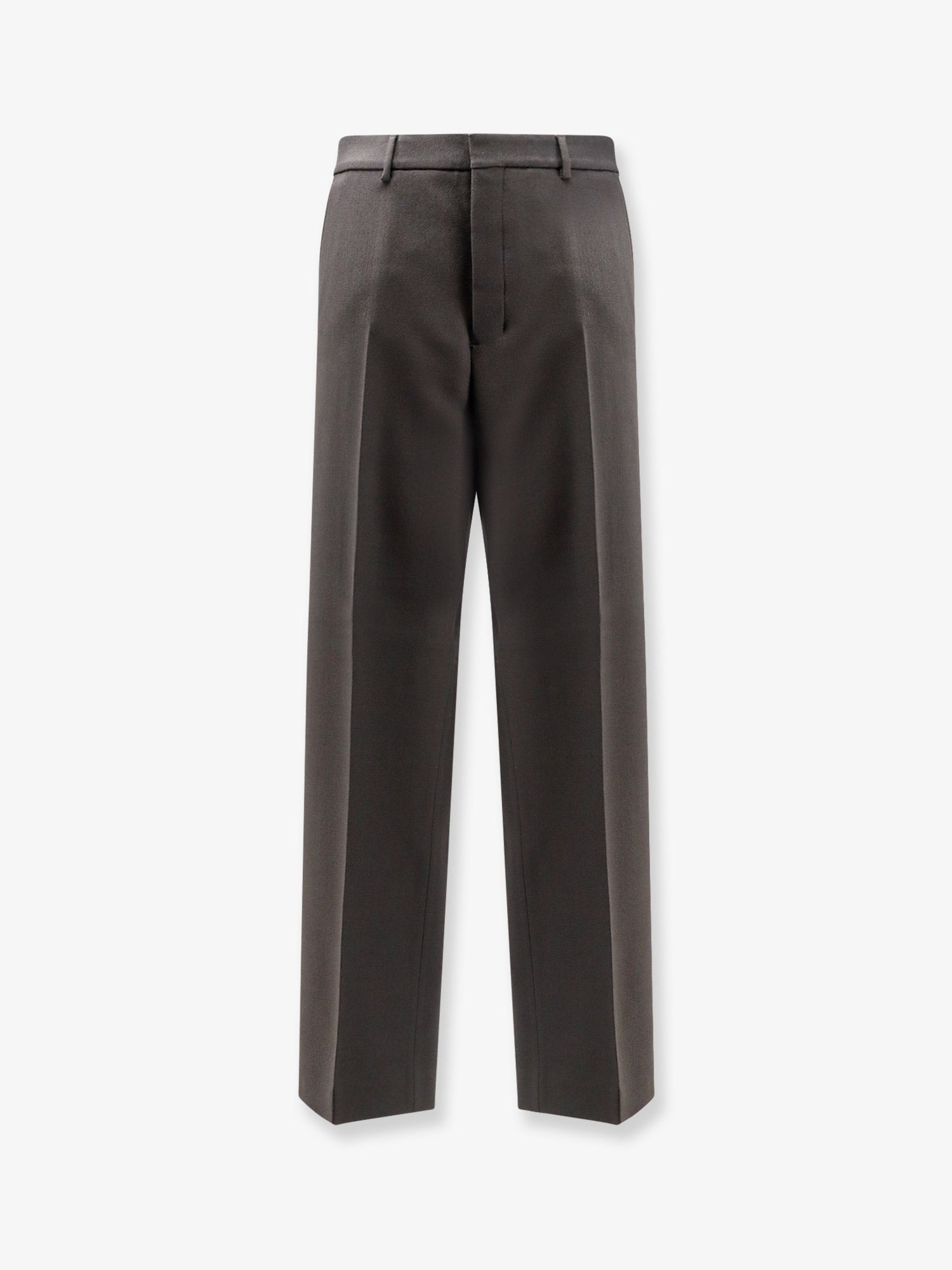 Virgin Wool Wide-Leg Trousers — Gray