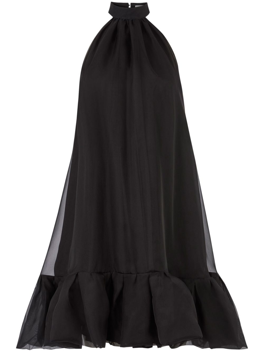 Peplum-hem halterneck mini dress - Black