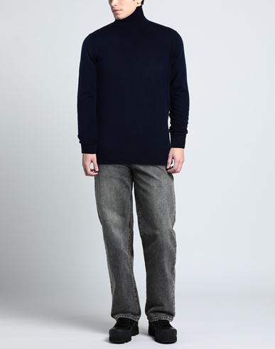 Man Turtleneck Navy Size 38 Merino Wool