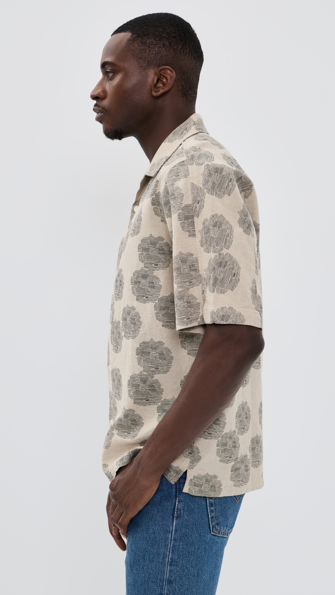 Ole Printed Linen Shirt Oatmeal
