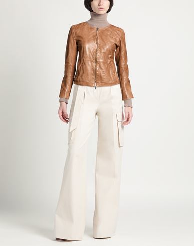 Woman Jacket Tan Size 4 Leather
