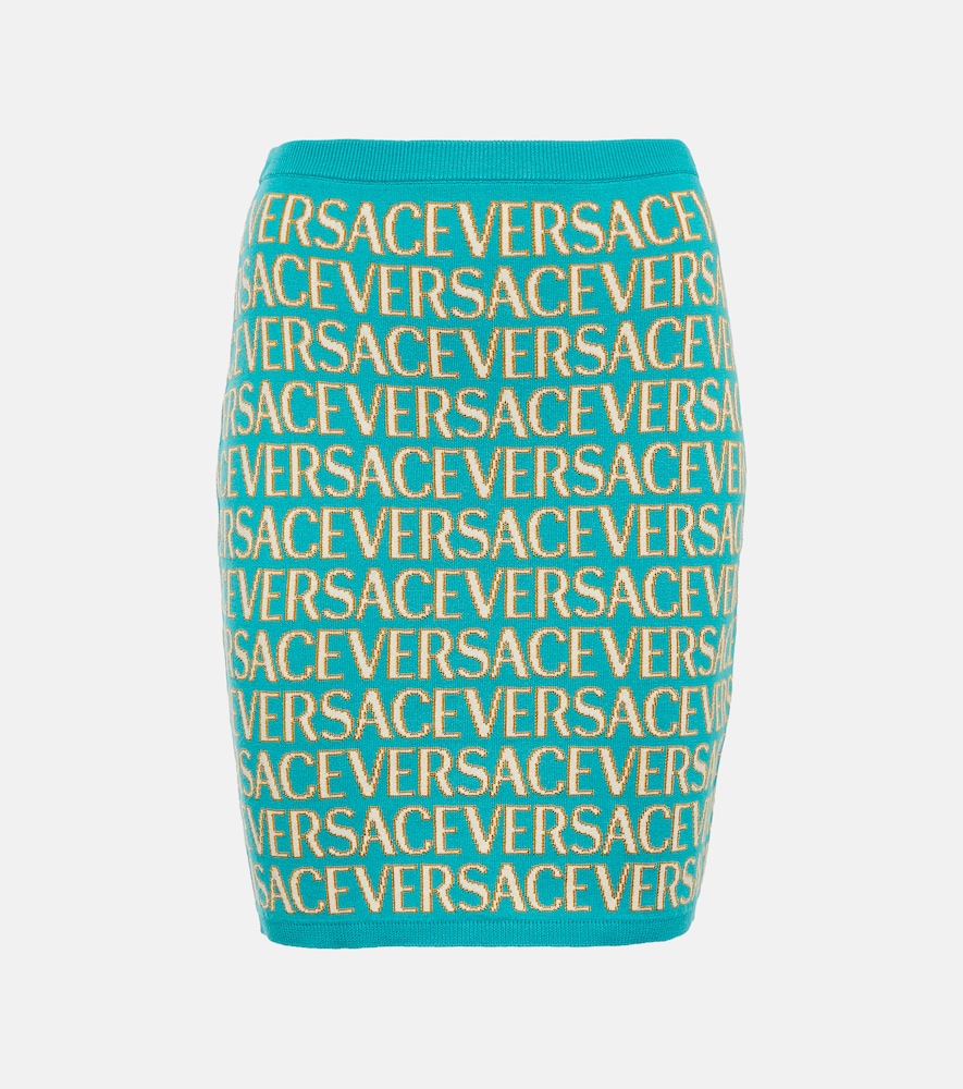 Allover cotton-blend miniskirt