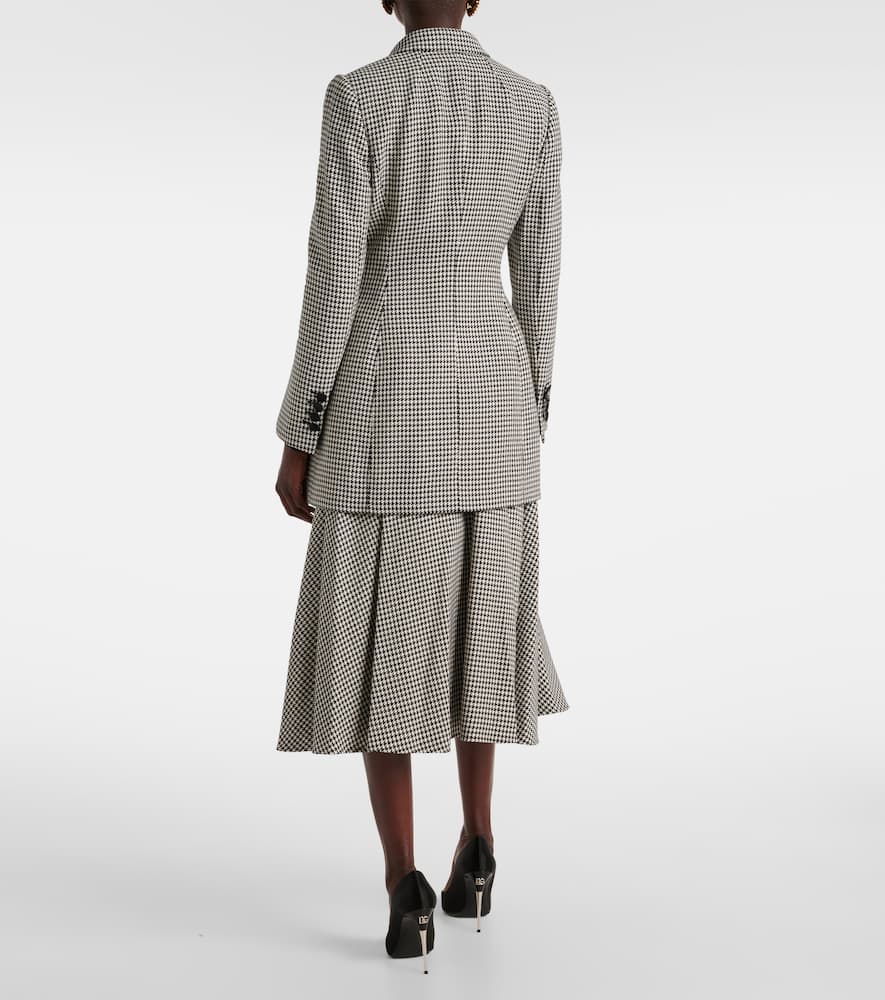 Houndstooth wool-blend blazer