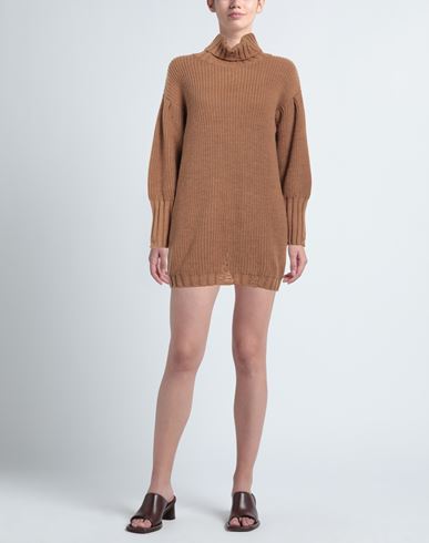 Woman Mini dress Camel Size L Acrylic, Polyester