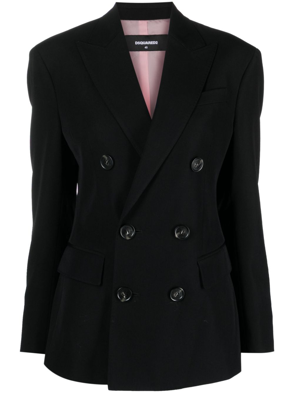 Double-breasted wool blazer - Black