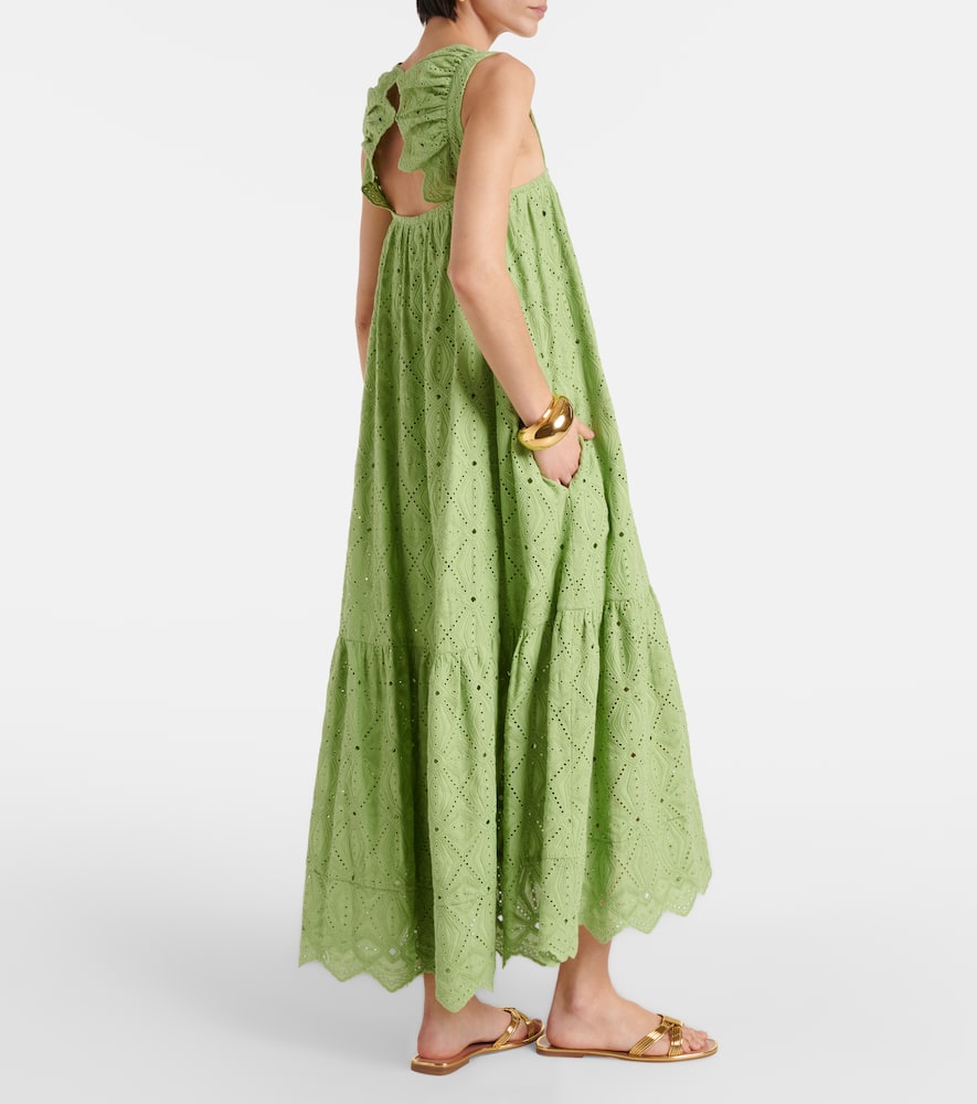 Embroidered cotton-blend maxi dress
