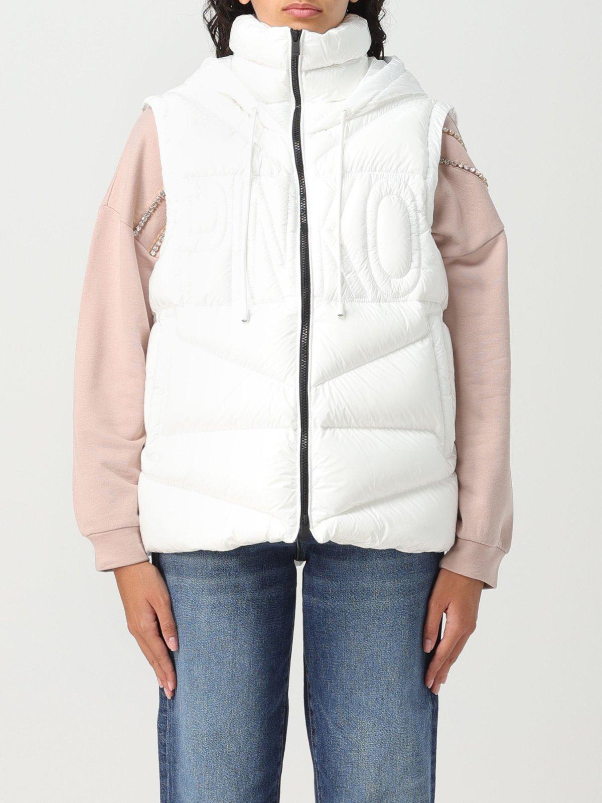 Padded detachable-hood waistcoat - White