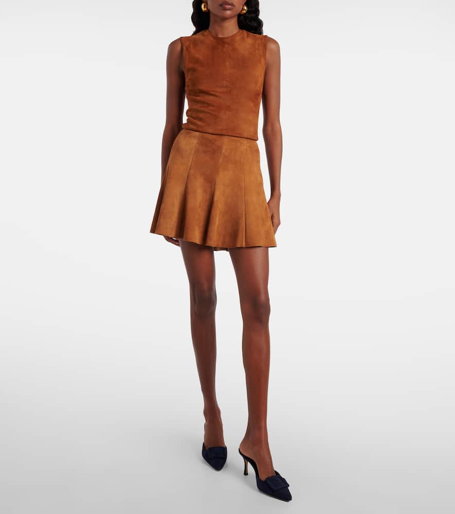 Mila pleated suede miniskirt