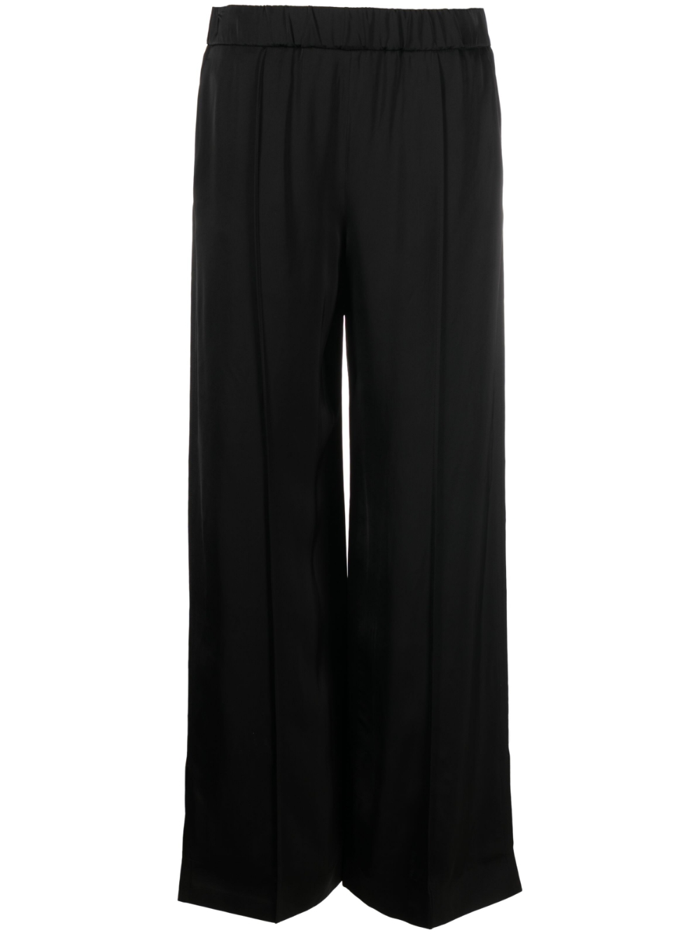 Elasticated straight-leg trousers - Black