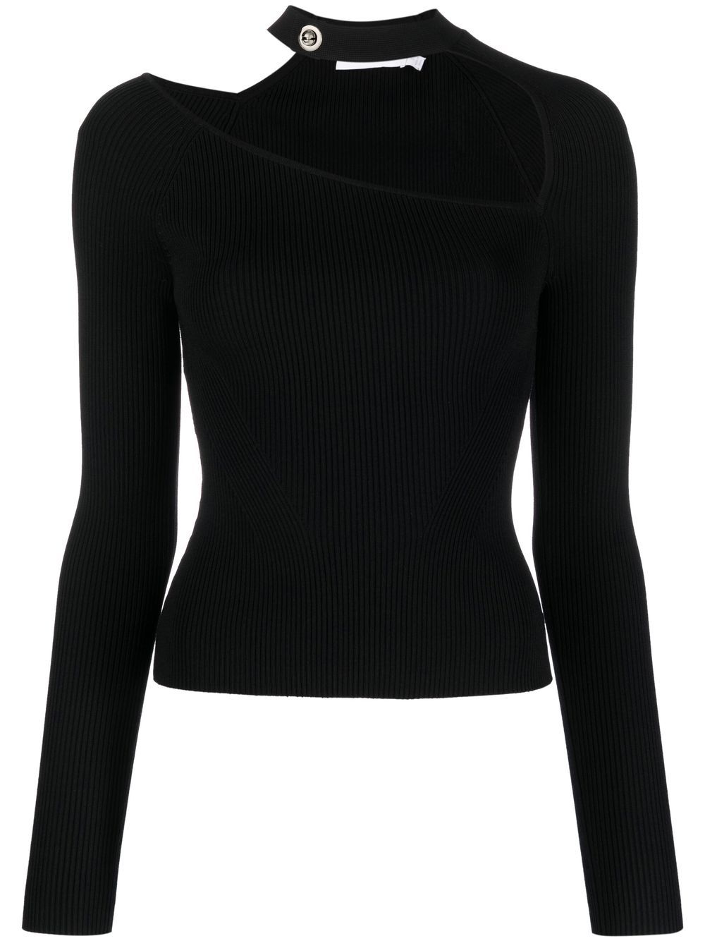 Cut-out detail knitted top - Black