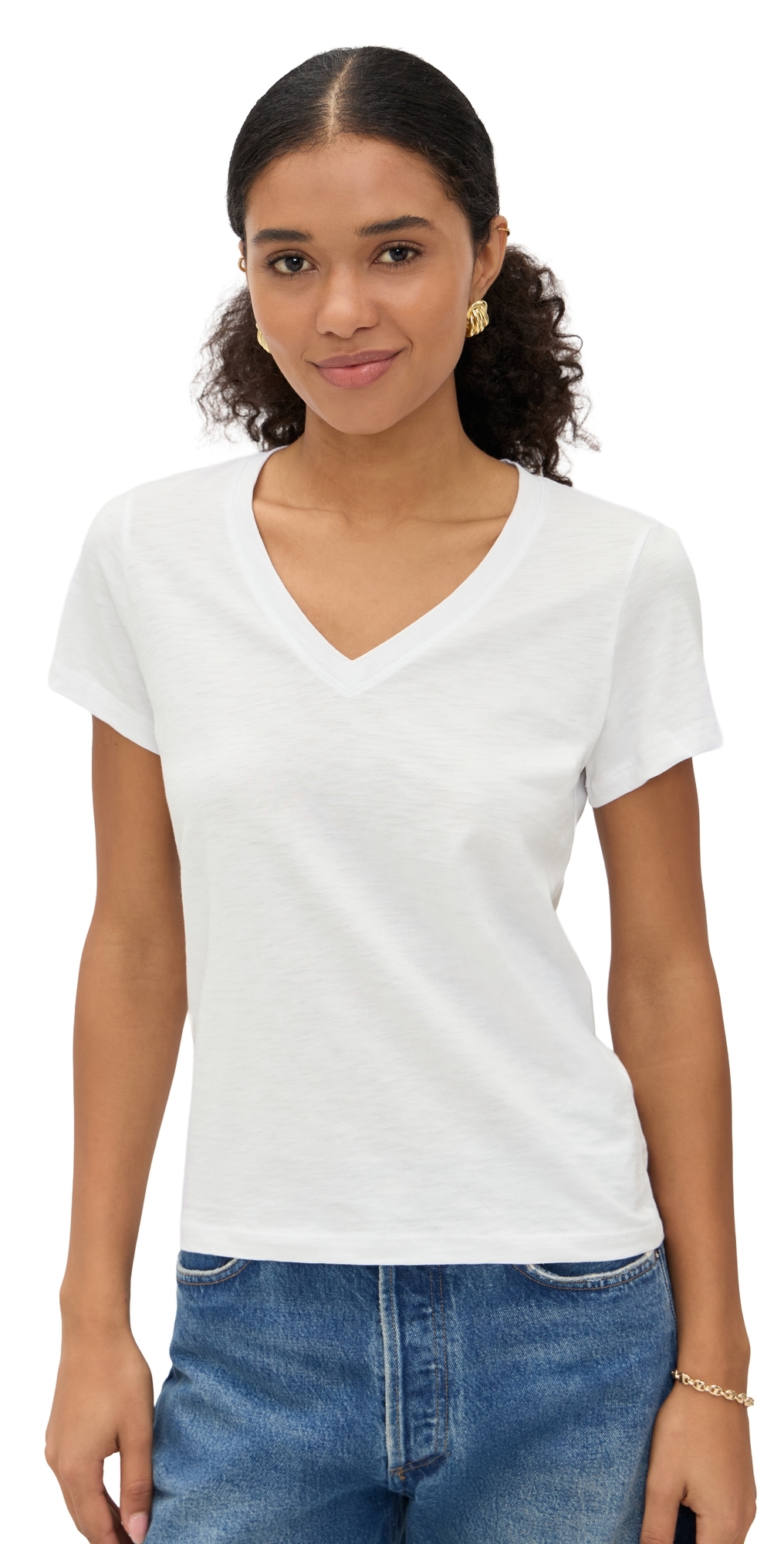 Relaxed V-Neck Tee White