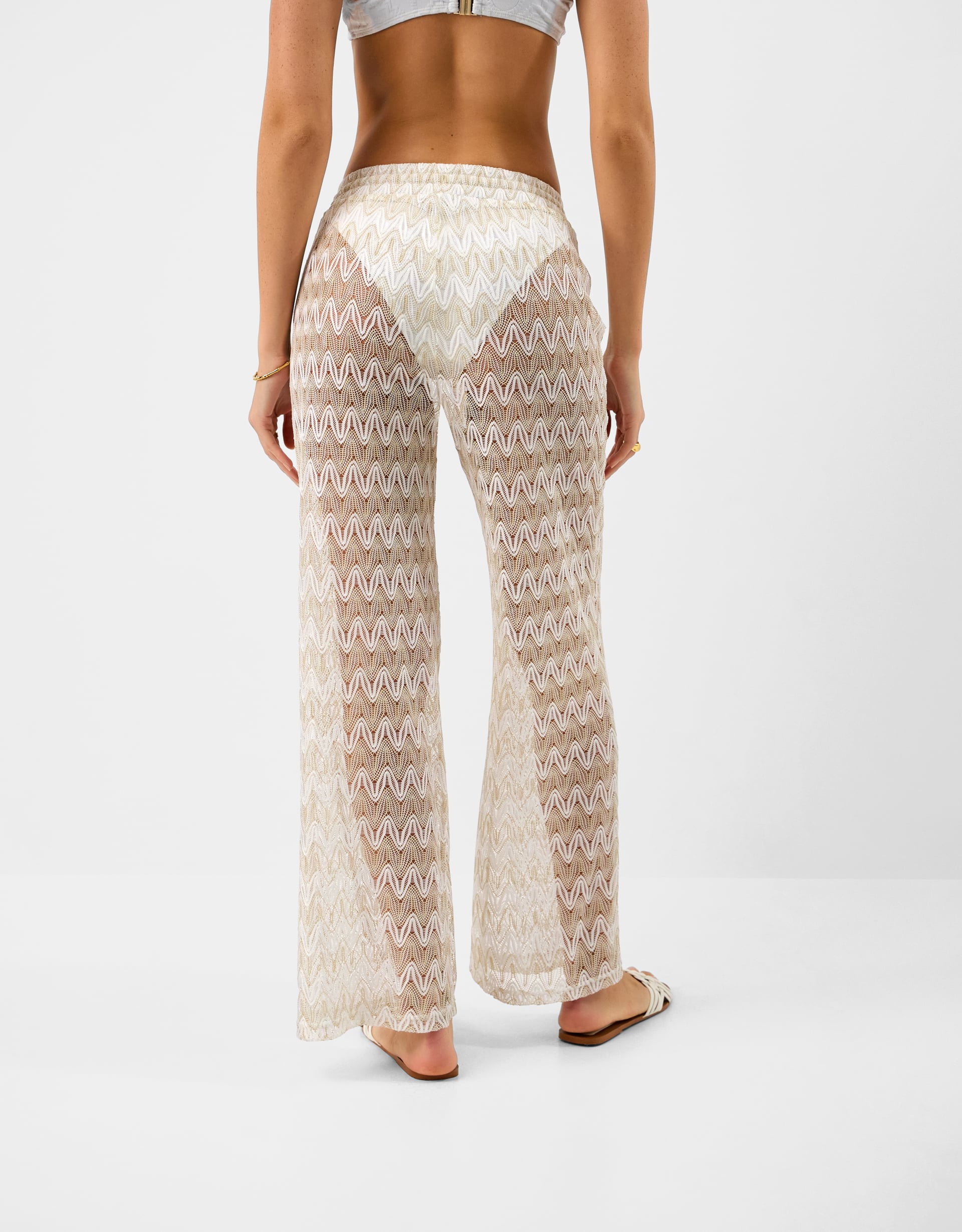Crochet Wide Leg Beach Trousers White