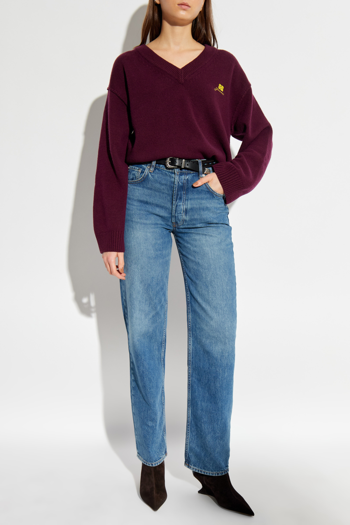 Sweater With Logo, Women's, Burgundy