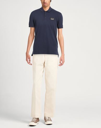 Man Polo shirt Navy Size L Cotton