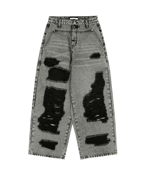 Washed Damage Denim Pants F25ZD979