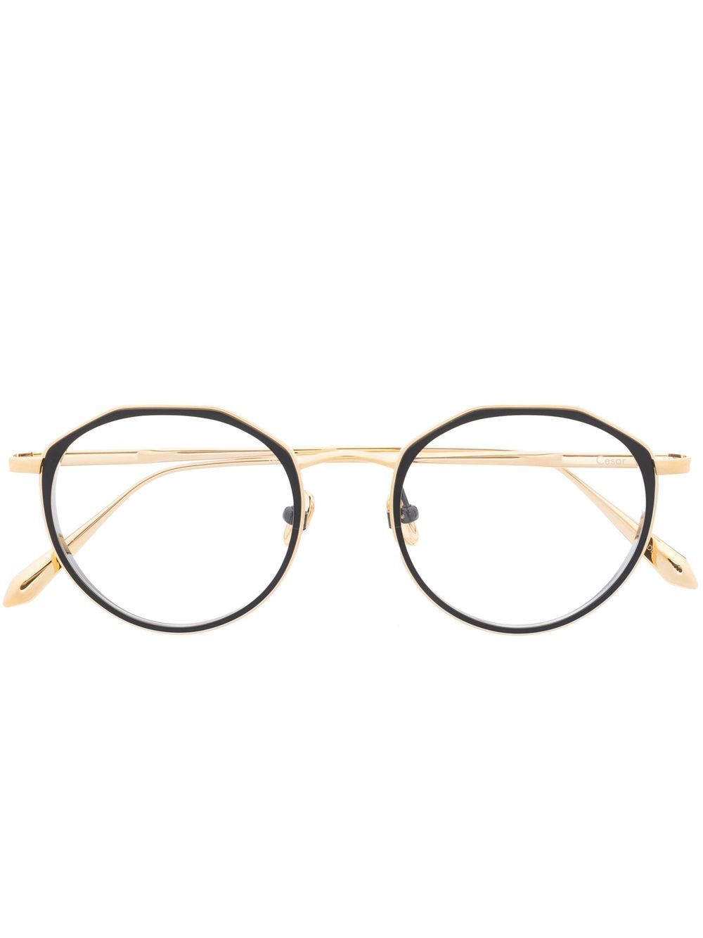 Cesar round-frame etched glasses - Gold