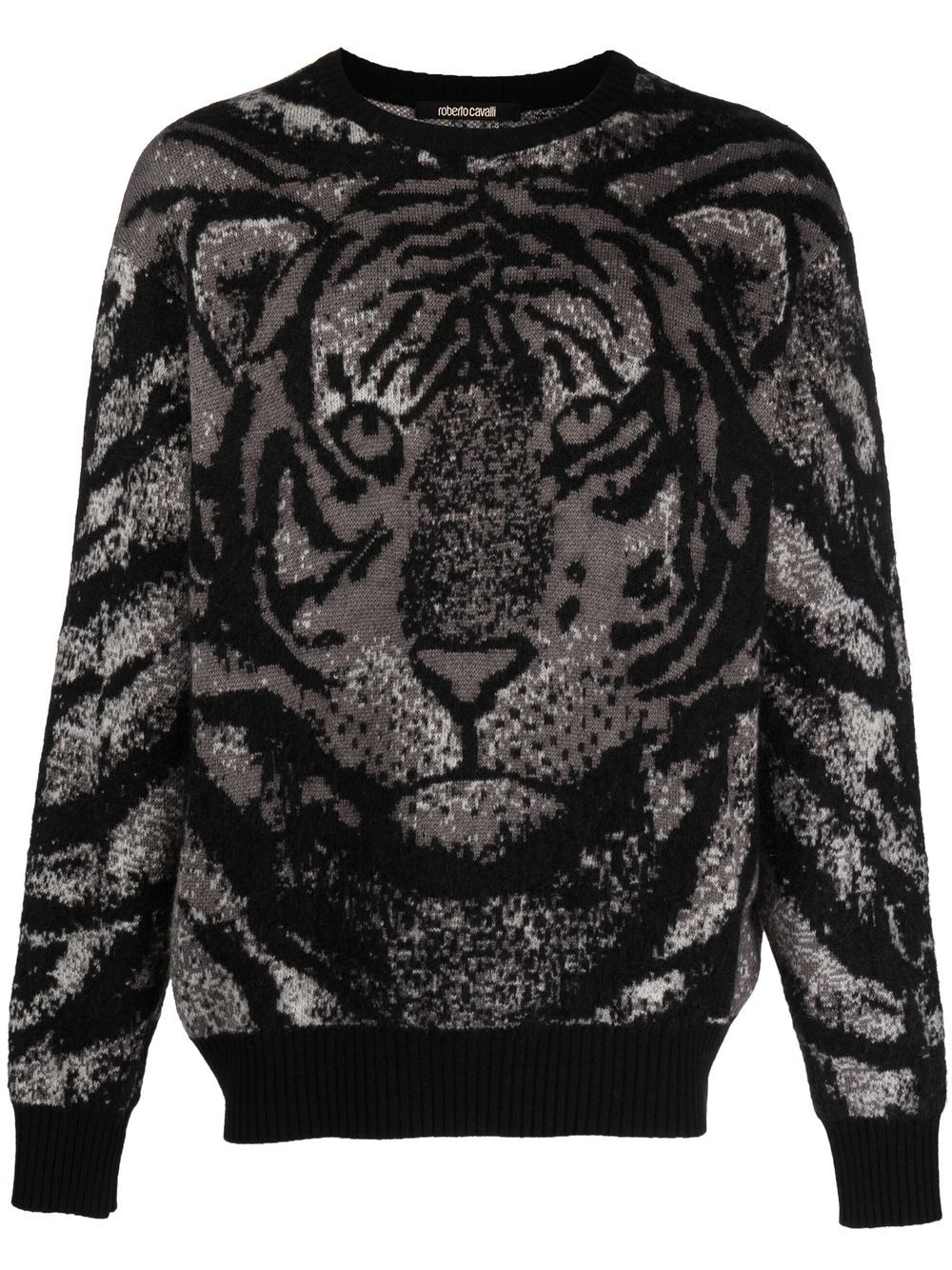 Intarsia-knit tiger jumper - Grey
