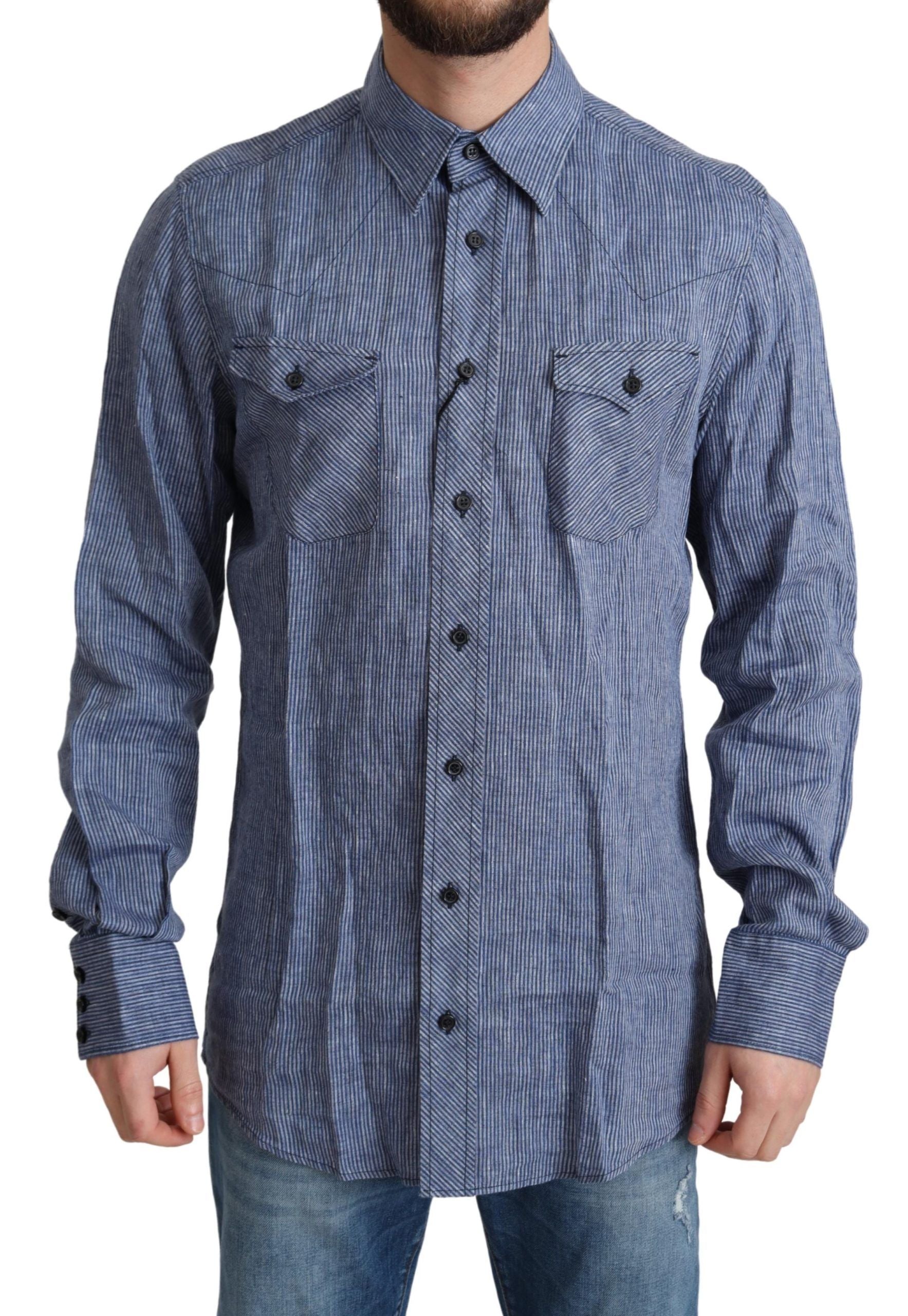 Striped Linen Shirt — Blue